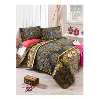Unknown Set plédu cez posteľ a obliečky na vankúš s prímesou bavlny Sehri Ala Gold, 160 x 220 cm, značky Unknown