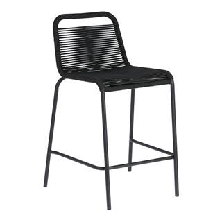 La Forma Čierna barová stolička s oceľovou konštrukciou Kave Home Glenville, výška 62 cm, značky La Forma