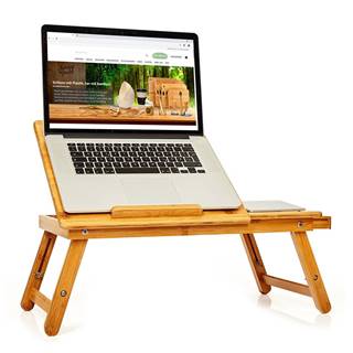 Blumfeldt  Podnos do postele, sklopný, stolík notebook, výškovo nastaviteľný, 54 × 21 – 29 × 35 cm (Š × V × H), bambus, značky Blumfeldt