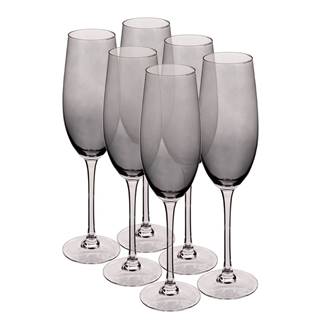 Kondela Poháre na šampanské set 6 ks 280 ml dymová svetlosivá LILO TYP 2, značky Kondela