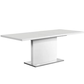 Kondela KONDELA Rozkladací jedálenský stôl, biela vysoký lesk HG, 160-200x90 cm, KORINTOS, značky Kondela