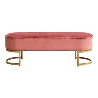KONDELA Dizajnová lavica, ružová Velvet látka/gold chróm-zlatý, MIRILA