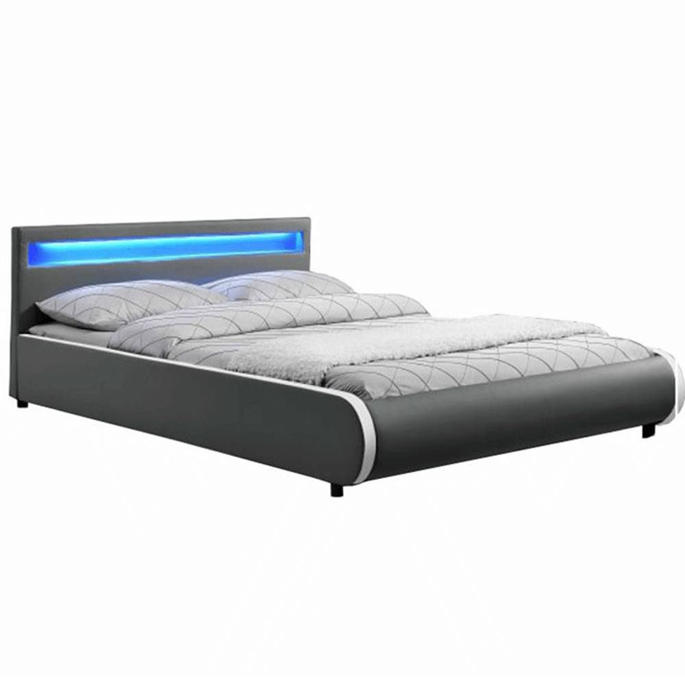 Kondela KONDELA Manželská posteľ s, RGB LED osvetlením, sivá, 180x200, DULCEA, značky Kondela