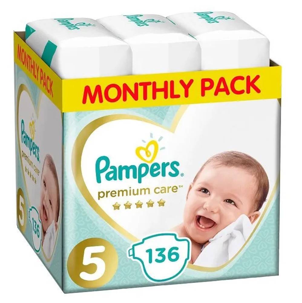 PAMPERS  PLIENKY PREMIUM MONTHLY BOX 136 JUNIOR&, značky PAMPERS