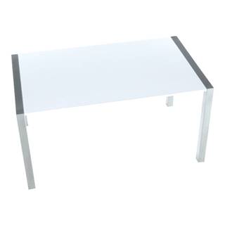 KONDELA Jedálenský stôl, rozkladací, MDF/kov, biela extra vysoký lesk HG, 150-190-230x90 cm, DARO