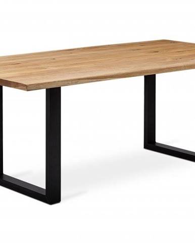 AUTRONIC DS-M179 OAK Jedálenský stôl 180x90x75 cm, masív dub, povrchová úprava olejom, kovová podnož 8x4 cm, čierny matný lak