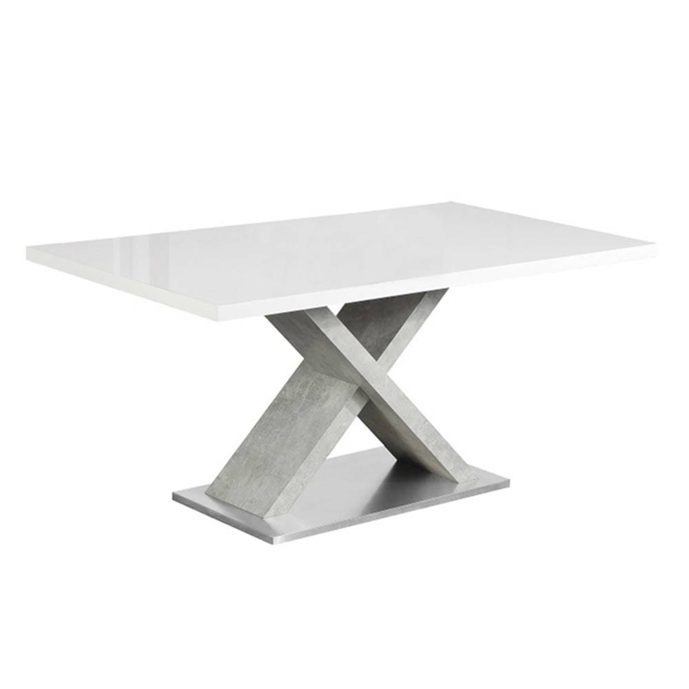 Kondela KONDELA Jedálenský stôl, biela s vysokým leskom HG/betón, 160x90 cm, FARNEL, značky Kondela