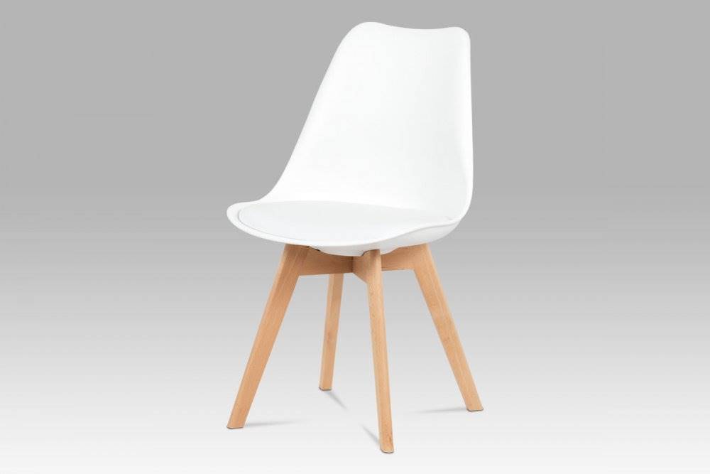 AUTRONIC  CT-752 WT jedálenská stolička, plast biely / koženka biela / masív buk, značky AUTRONIC