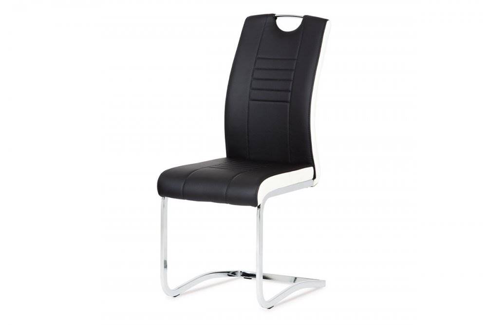 AUTRONIC  DCL-406 BK jedálenská stolička, koženka čierna / biele boky, chróm, značky AUTRONIC