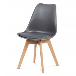 AUTRONIC CT-752 GREY jedálenská stolička, plast sivý / koženka sivá / masív buk