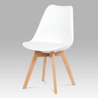 AUTRONIC CT-752 WT jedálenská stolička, plast biely / koženka biela / masív buk