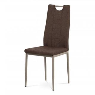 AUTRONIC DCL-393 BR2 jedálenská stolička, hnedá látka, kov cappuccino lesk