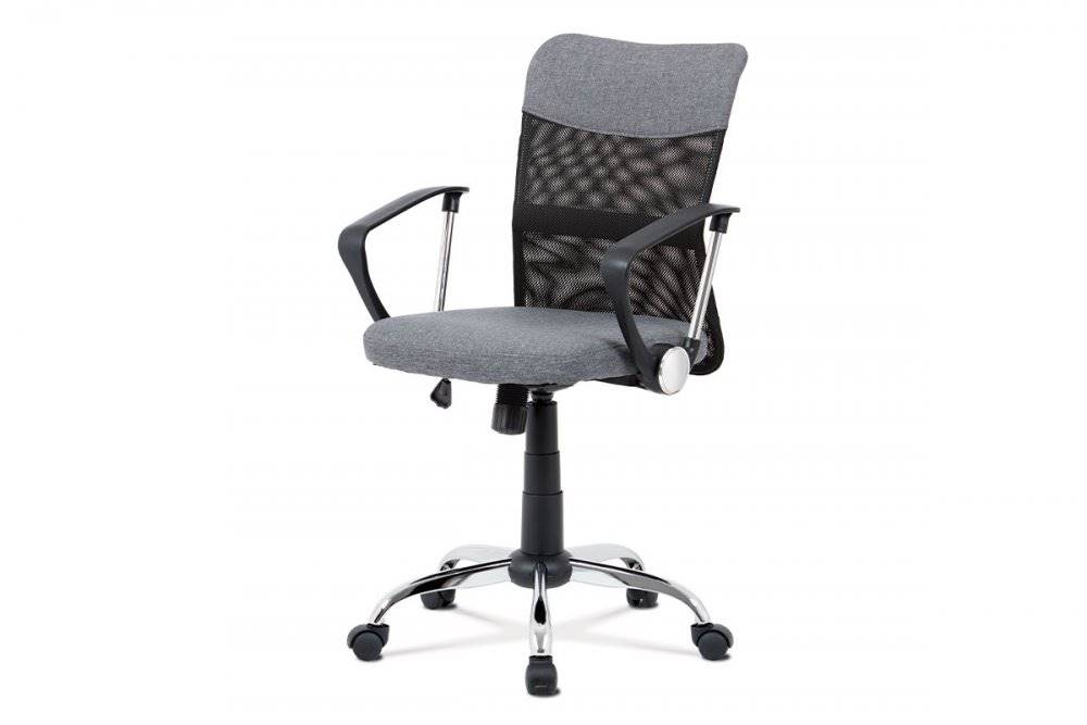 AUTRONIC  KA-V202 GREY kancelárska stolička, šedá látka, čierna MESH, hojdací mech, kríž chróm, značky AUTRONIC