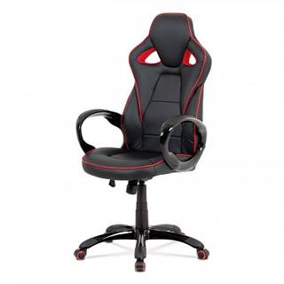 AUTRONIC KA-E812 RED kancelárska stolička, čierna-červená akokoža, hojdací mech, plastový kríž