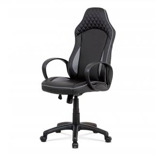 AUTRONIC KA-E823 GREY kancelárska stolička, čierna-sivá ekokoža, hojdací mech, plastový kríž