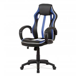 AUTRONIC KA-V505 BLUE kancelárska stolička,modrá-čierna ekokoža+MESH, hojdací mech, kríž plast čierny