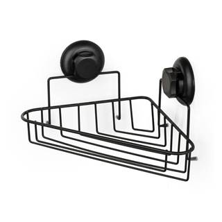 Čierna samodržiaca nástenná rohová kúpeľňová polička Compactor Bestlock Black Corner Rack 1 Shelf