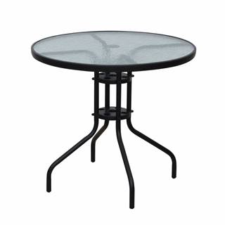 Jedálenský stôl čierna oceľ/tvrdené sklo BORGEN TYP 2 R1 rozbalený tovar