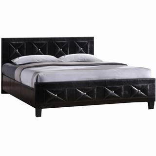 Kondela Manželská posteľ s roštom ekokoža čierna 160x200 CARISA P1 poškodený tovar, značky Kondela