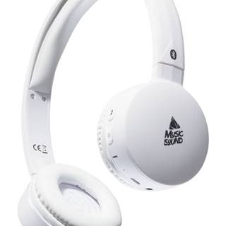 Bluetooth sluchátka MUSIC SOUND s hlavovým mostem a mikrofonem, bílá