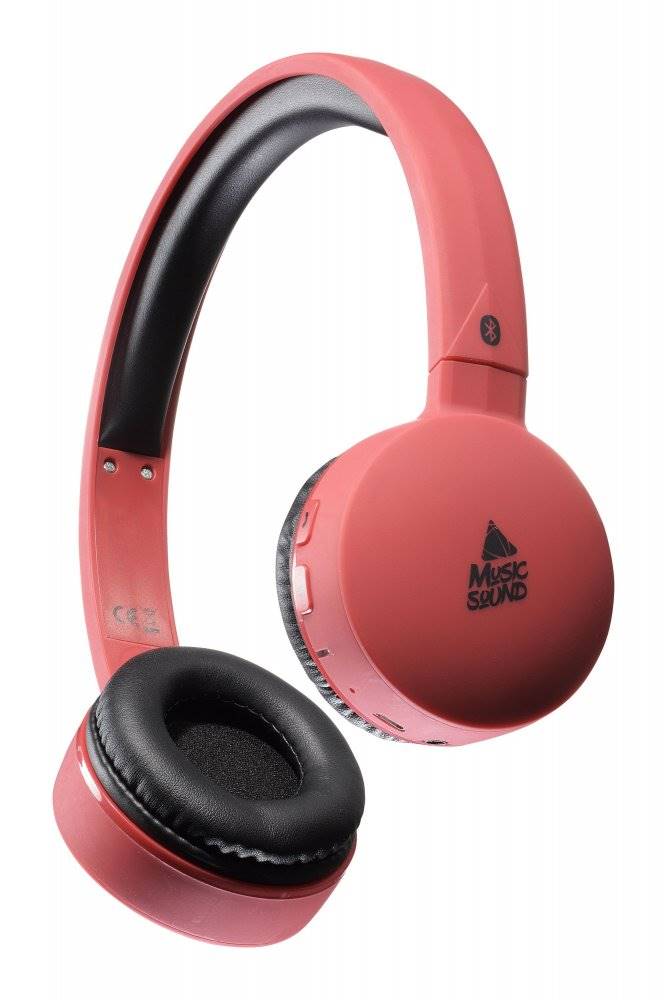 MUSICSOUND Bluetooth sluchátka MUSIC SOUND s hlavovým mostem a mikrofonem, červená, značky MUSICSOUND