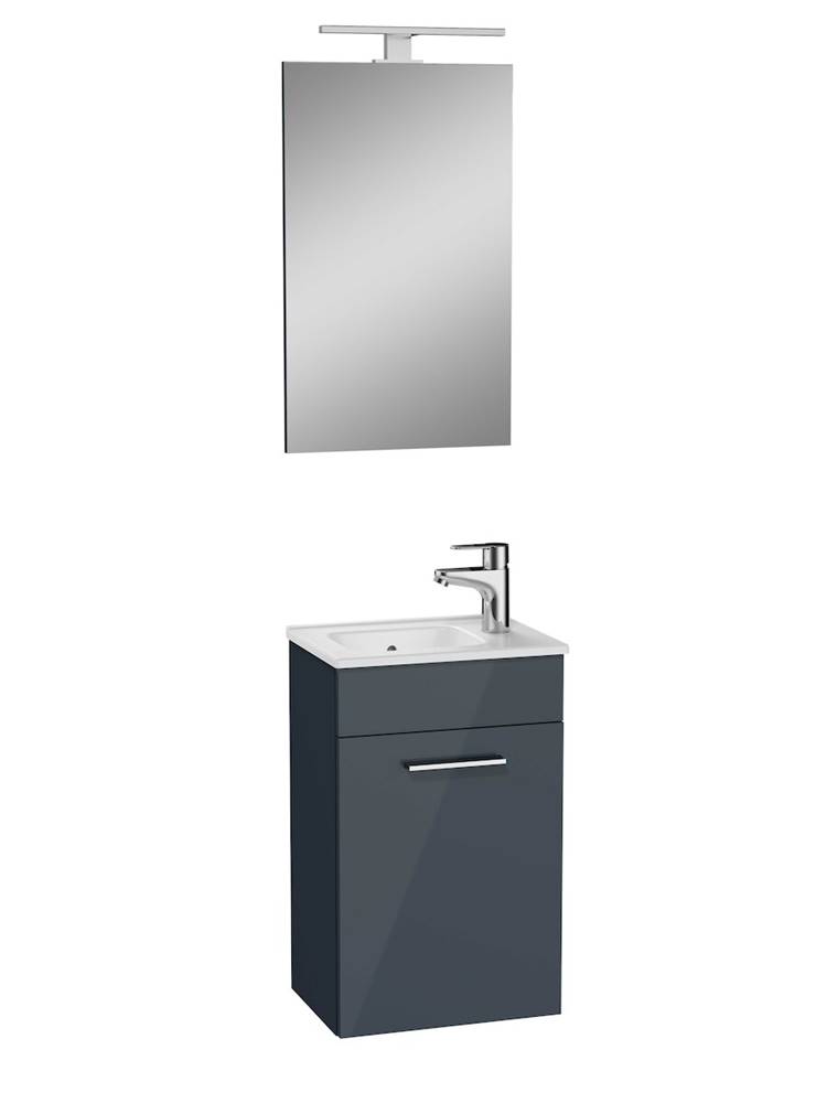 Vitra Kúpeľňová skrinka s umývadlom zrcadlem a osvětlením  Mia 39x61x28 cm v antracitovej farbe lesk MIASET40A, značky Vitra
