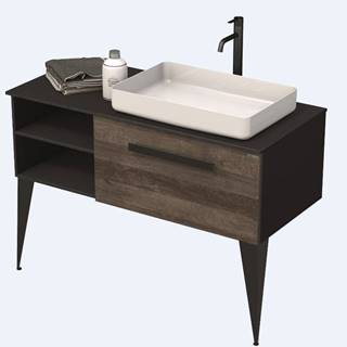 Kúpeľňová skrinka pod umývadlo Naturel Luxe 110x36x50 cm čierna bridlica / drevo lesk LUXE110PCDLBU