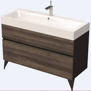 Kúpeľňová skrinka pod umývadlo Naturel Luxe 120x56x46 cm čierna bridlica / drevo lesk LUXE120CDLBU