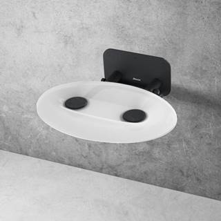 Sprchové sedátko Ravak OVO P sklopné š. 41 cm priesvitne biela / čierna