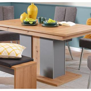 ASKO - NÁBYTOK Rozkladací jedálenský stôl Lucera 160x90 cm, dub artisan/sivá, značky ASKO - NÁBYTOK