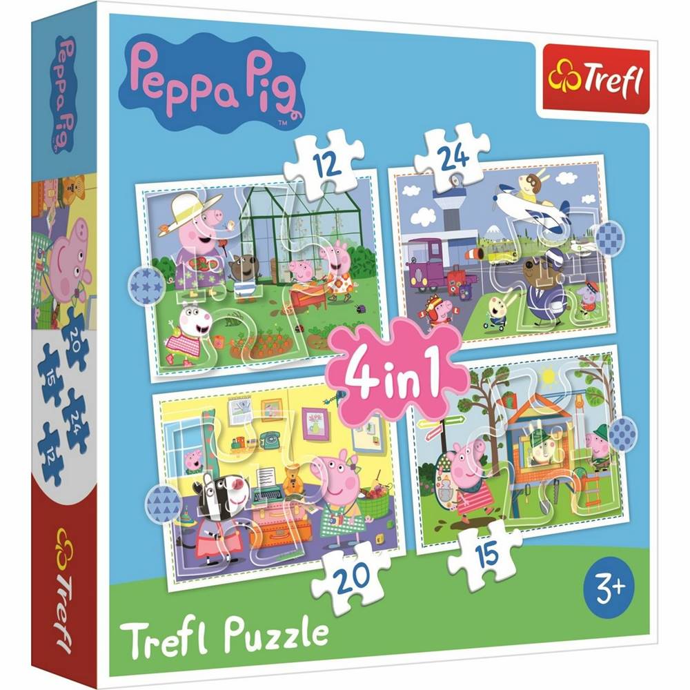 Trefl TREFL Prasátko Peppa: Vzpomínky na prázdniny 12,15,20 24 dielov puzzle, značky Trefl