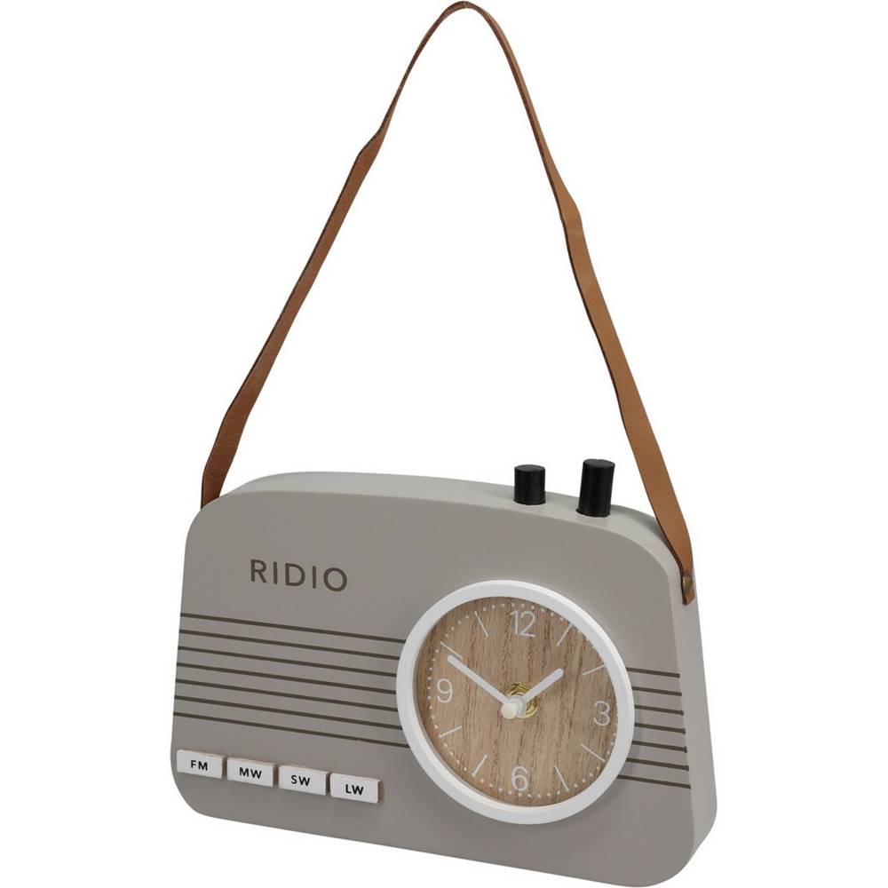 BergHOFF Stolné hodiny Old radio sivá, 21,5 x 3,5 x 15,5 cm, značky BergHOFF