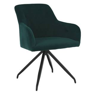 Otočná stolička zelená Velvet látka/čierna VELEZA P1 poškodený tovar