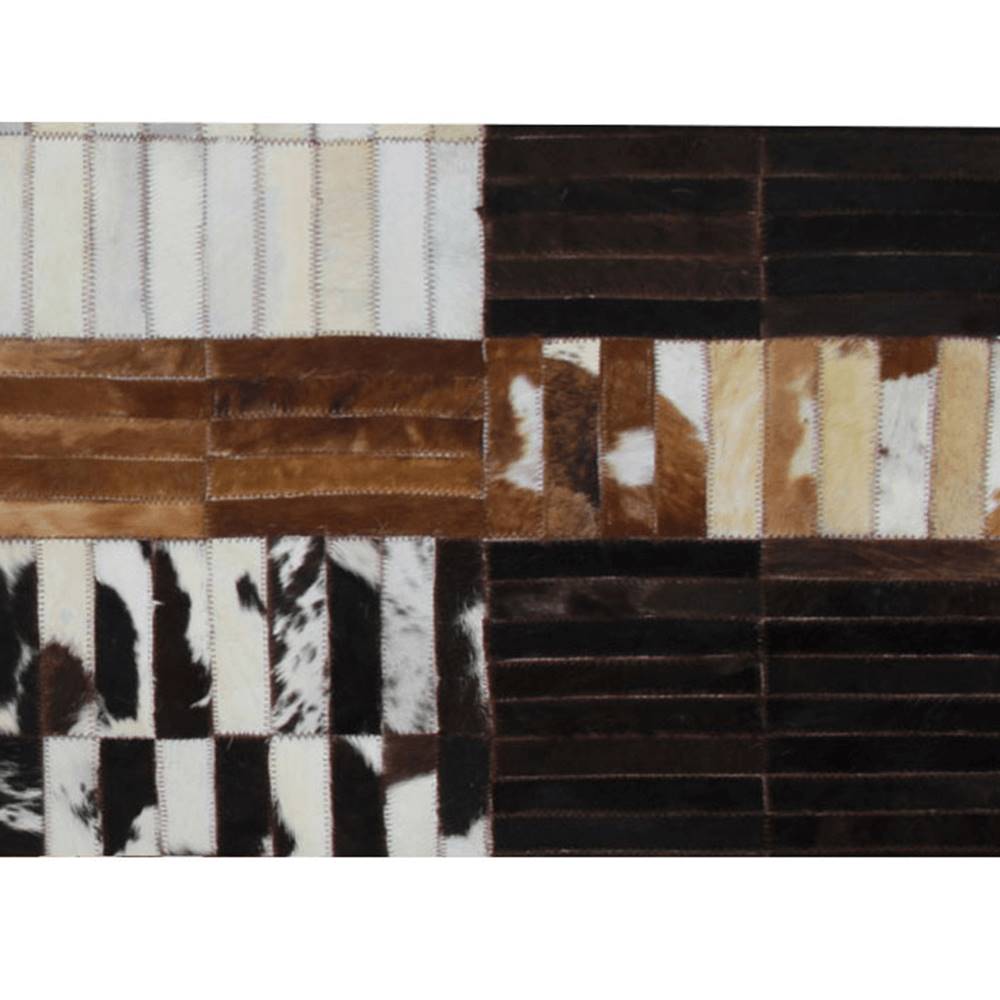 Kondela Luxusný kožený koberec čierna/hnedá/biela patchwork 120x180 KOŽA TYP 4 P1 poškodený tovar, značky Kondela