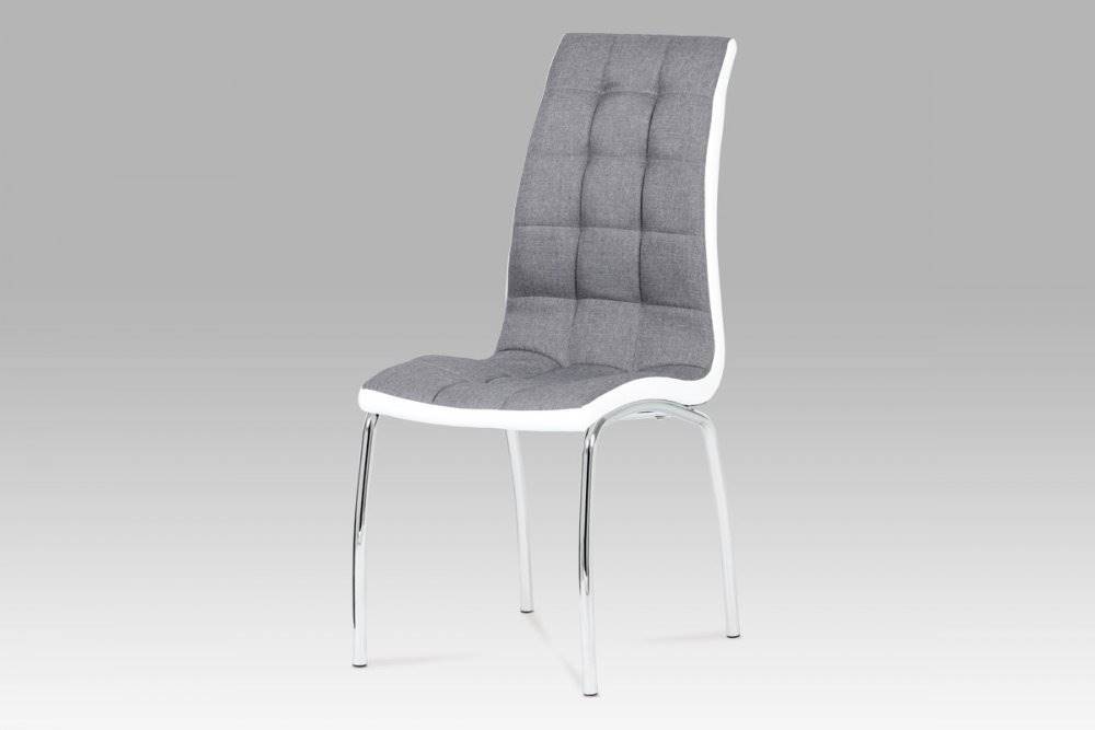 AUTRONIC  DCL-420 GREY2 Jedálenská stolička, poťah sivá látka a biela ekokoža, kovová podnož, chróm, značky AUTRONIC
