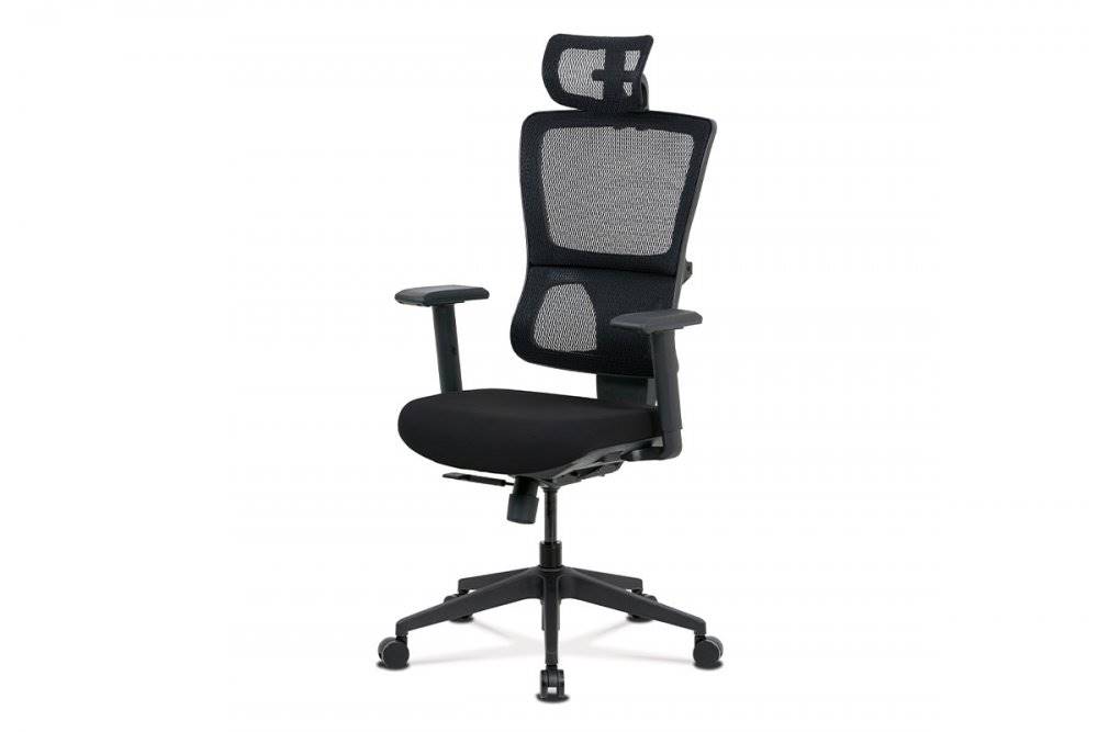 AUTRONIC  KA-M04 BK kancelárska stolička, čierna látka+čierna sieťovina, synchrónny mech., plastový kríž, značky AUTRONIC