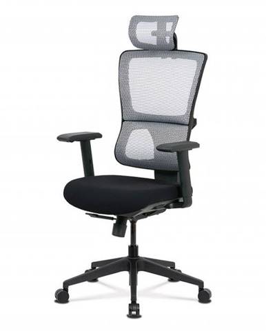 AUTRONIC KA-M04 WT kancelárska stolička, čierna látka+biela sieťovina, synchrónny mech., plastový kríž