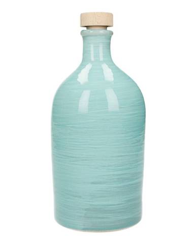Tyrkysovomodrá keramická fľaša na olej Brandani Maiolica, 500 ml