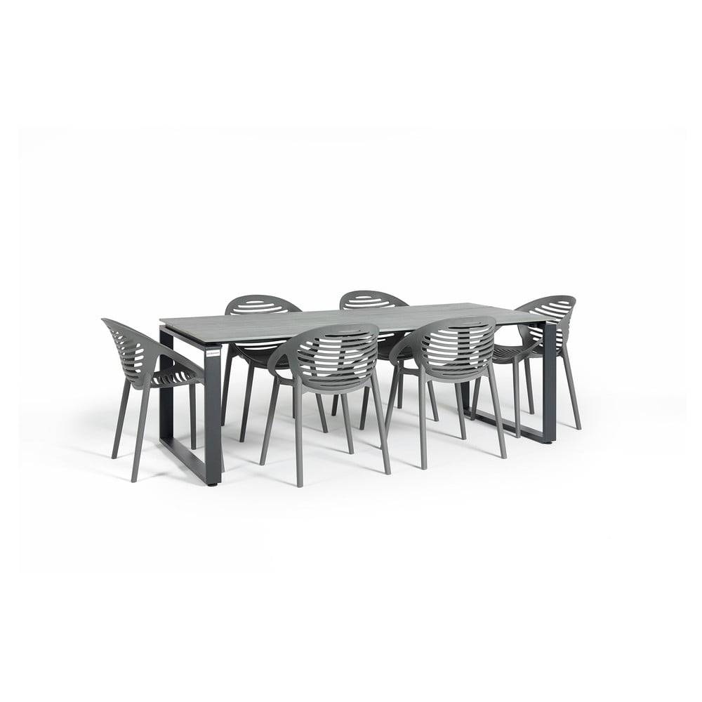 Bonami Selection Záhradná jedálenská súprava pre 6 osôb so sivou stoličkou Joanna a stolom Strong, 210 x 100 cm, značky Bonami Selection