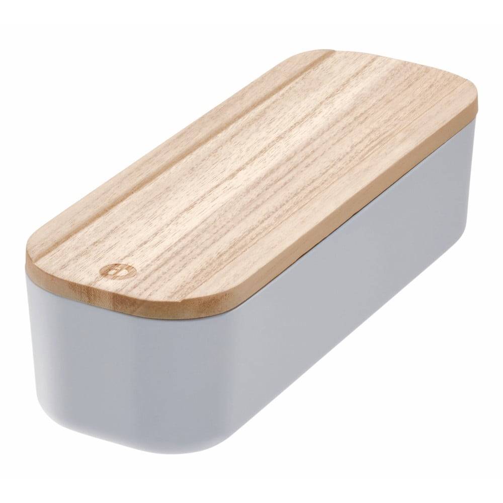 iDesign Sivý úložný box s vekom z dreva paulownia  Eco, 9 x 27,5 cm, značky iDesign