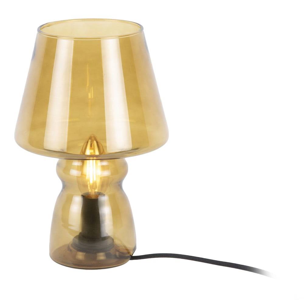 Leitmotiv Horčicovožltá sklenená stolová lampa  Glass, výška 25 cm, značky Leitmotiv