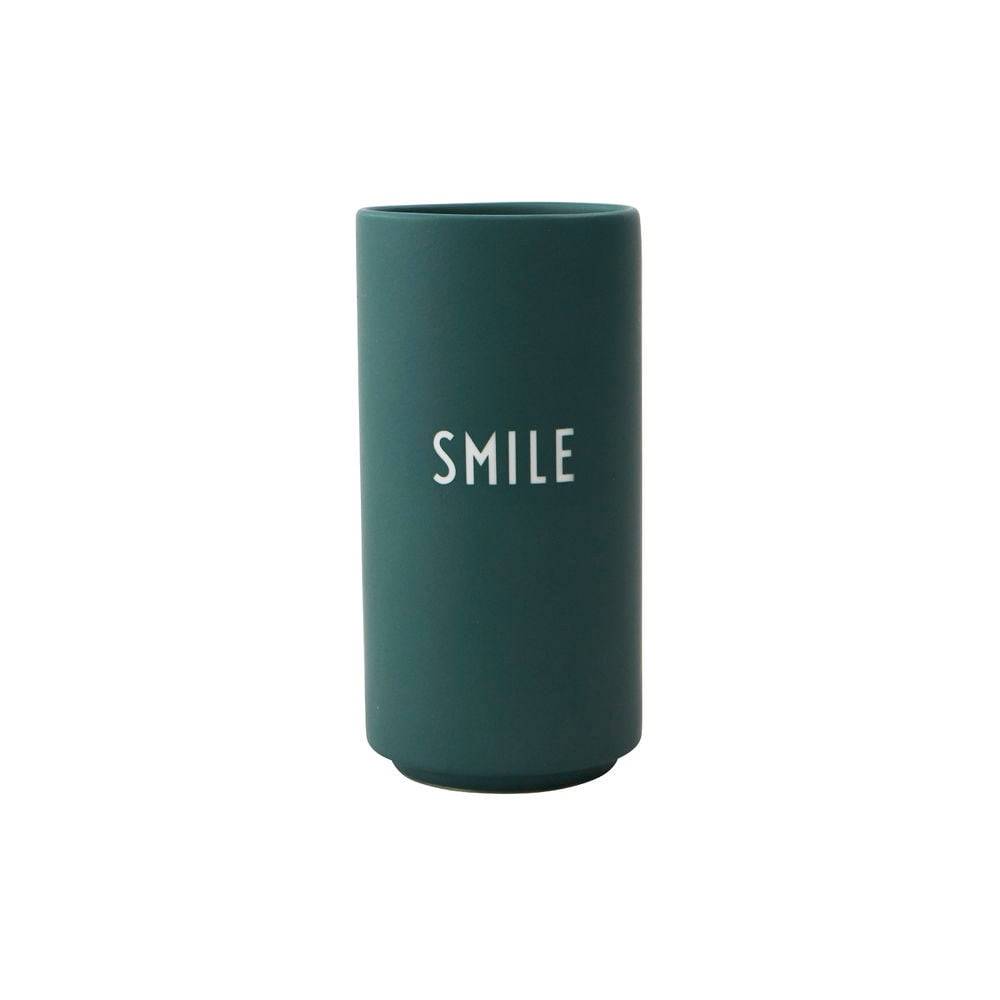 Design Letters Tmavozelená porcelánová váza  Smile, výška 11 cm, značky Design Letters