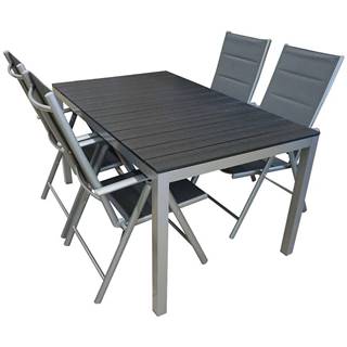 Sada stôl Polywood + 4 stoličky polôh šedá