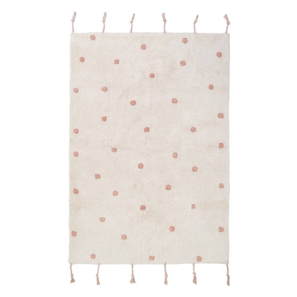 Nattiot Béžovo-ružový ručne vyrobený koberec z bavlny  Numi, 100 x 150 cm, značky Nattiot