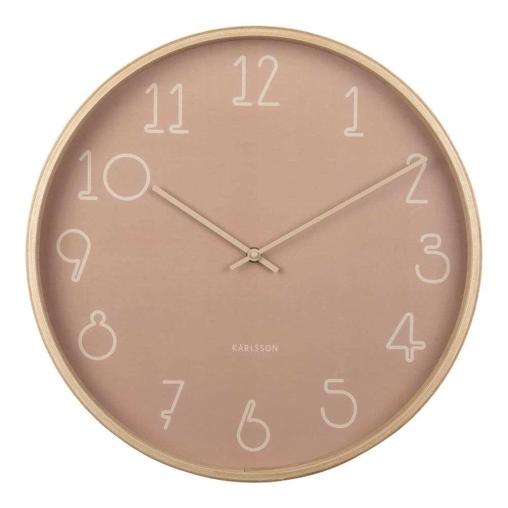 Karlsson Ružové nástenné hodiny  Sencillo, ø 40 cm, značky Karlsson