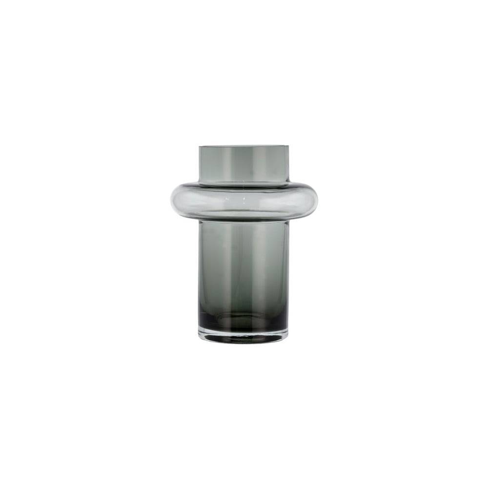 Lyngby Glas Sivá sklenená váza  Tube, výška 20 cm, značky Lyngby Glas