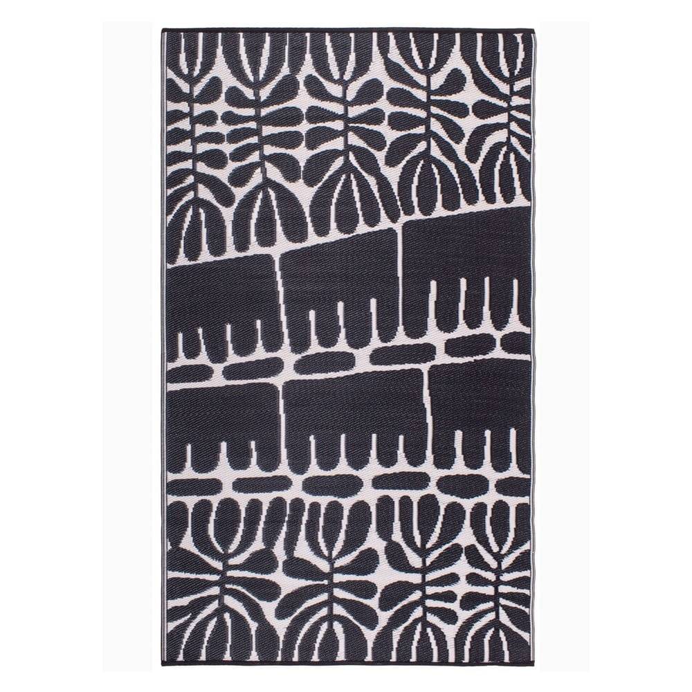 Fab Hab Čierny obojstranný vonkajší koberec z recyklovaného plastu  Serowe Black, 120 x 180 cm, značky Fab Hab