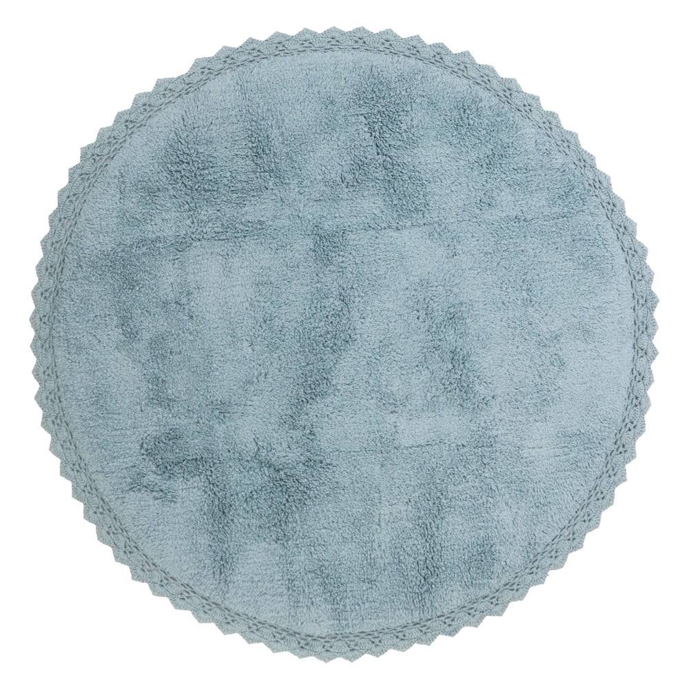Nattiot Modrý ručne vyrobený bavlnený koberec  Perla, ø 110 cm, značky Nattiot