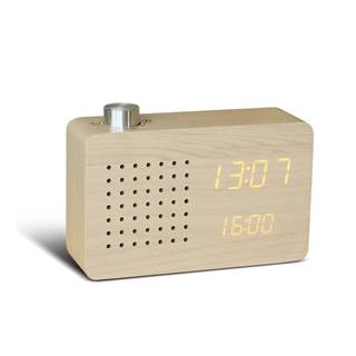 Gingko Béžový budík so žltým LED displejom a rádiom  Radio Click Clock, značky Gingko