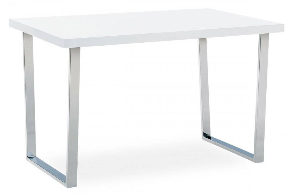 AUTRONIC  AT-2077 WT jedálenský stôl 120x75 cm, MDF doska, biely vysoký lesk, chromovaná podnož, značky AUTRONIC